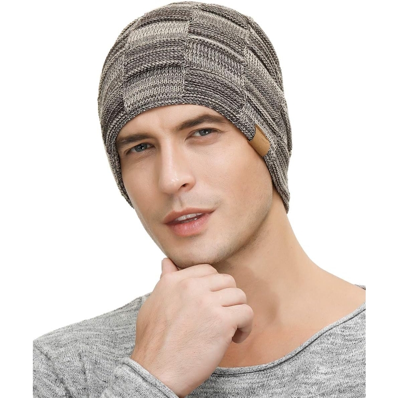 Vgogfly Slouchy Beanie for Men Winter Hats for Guys Cool Beanies Mens Lined Knit Warm Thick Skully Stocking Binie Hat - Image 3